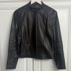 Vintage Danier Women's Size Small Black Buttery Soft Moto Leather Jacket Zipper